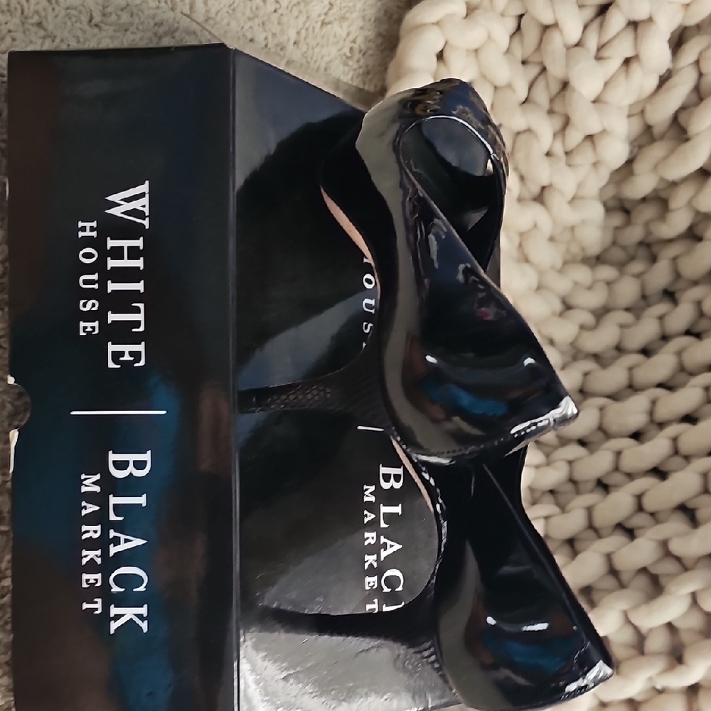 White House Black Market Glossy Black Heels
